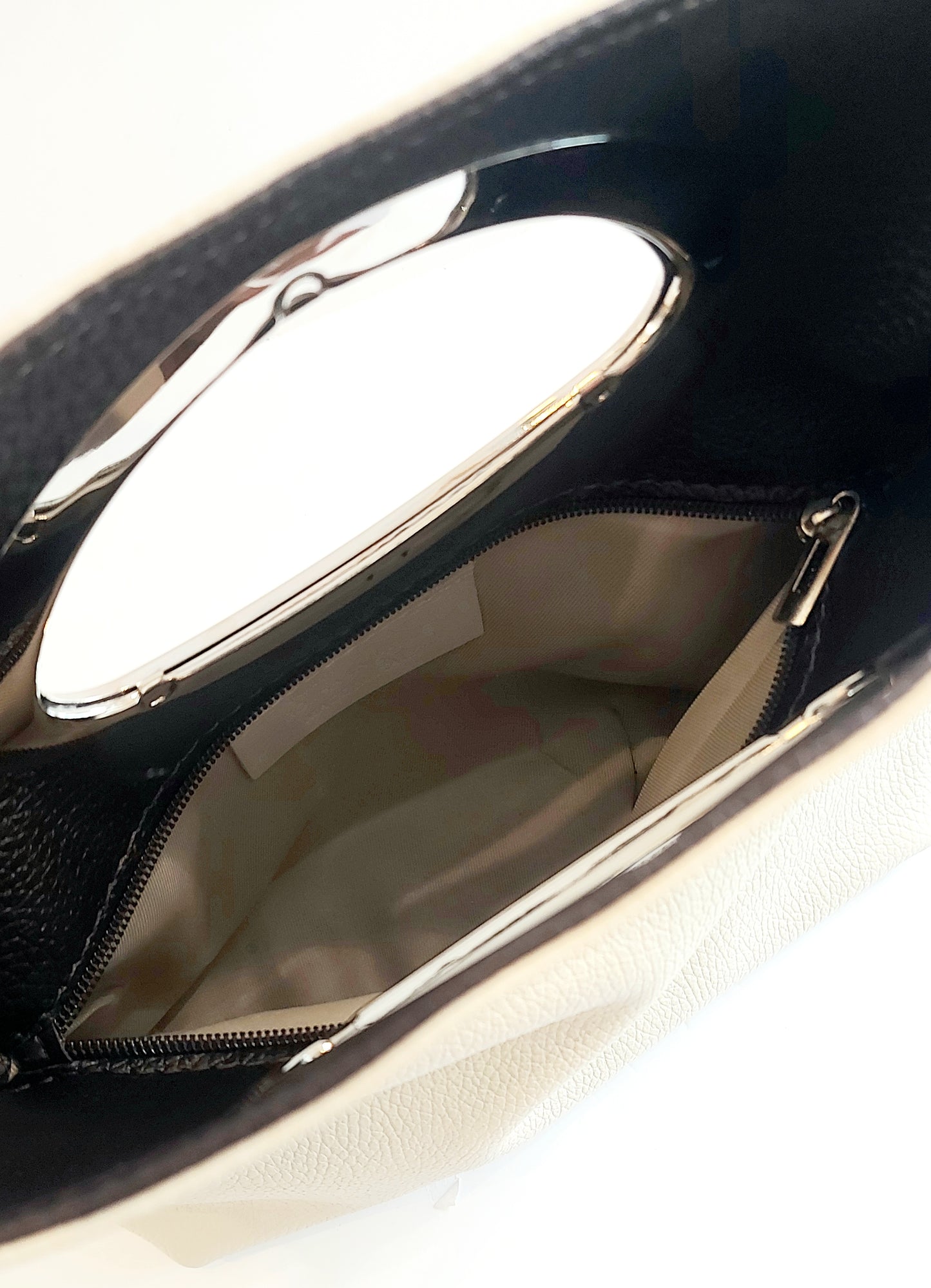 Leather Clutch/Grab Bag - Off-White