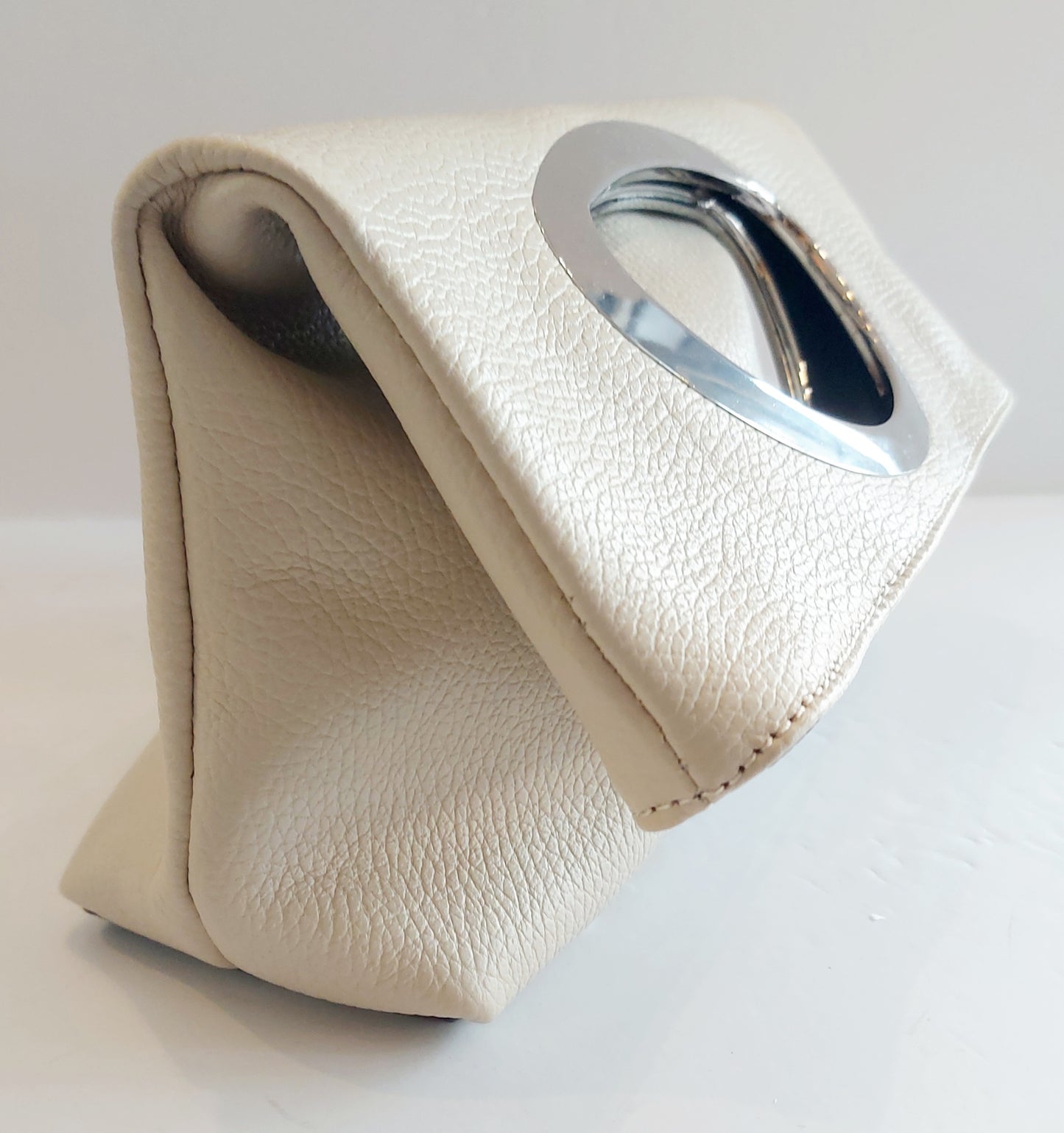 Leather Clutch/Grab Bag - Off-White