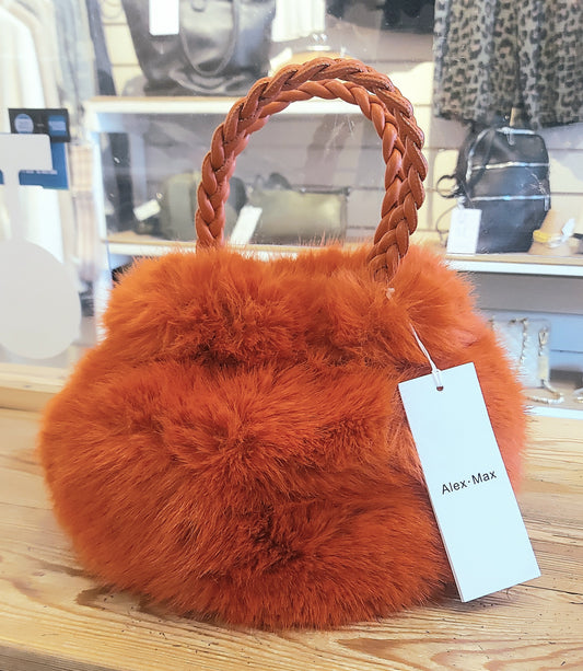 Luxury Faux Fur Grab Bag - Orange