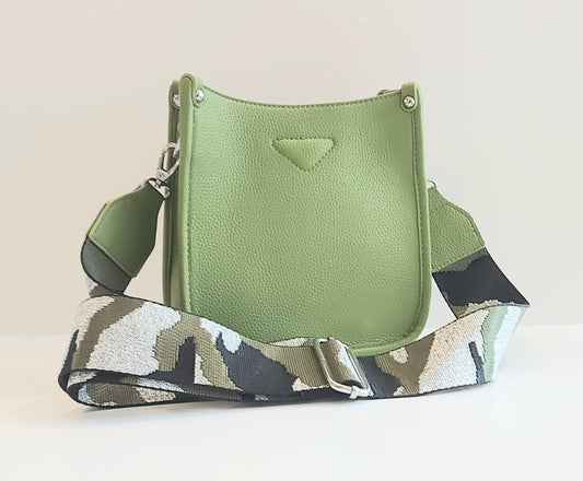 Synthetic Shoulder/Cross-Body Bag - Lime Green