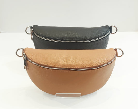 Italian Leather Cross-Body/Shoulder/Sling Bag - Black or Tan