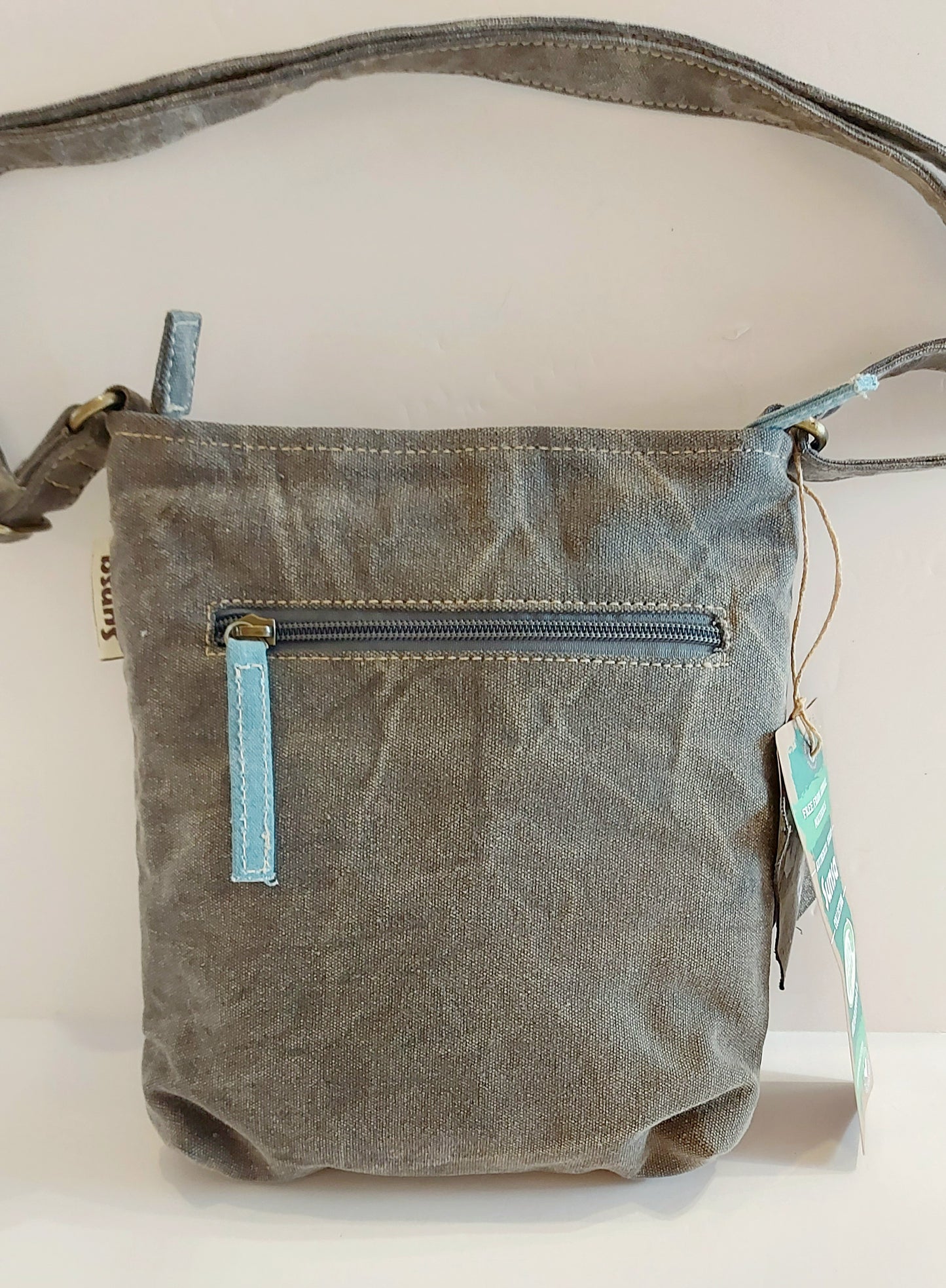 Leather & Canvas Cross-Body/Shoulder Bag - Star