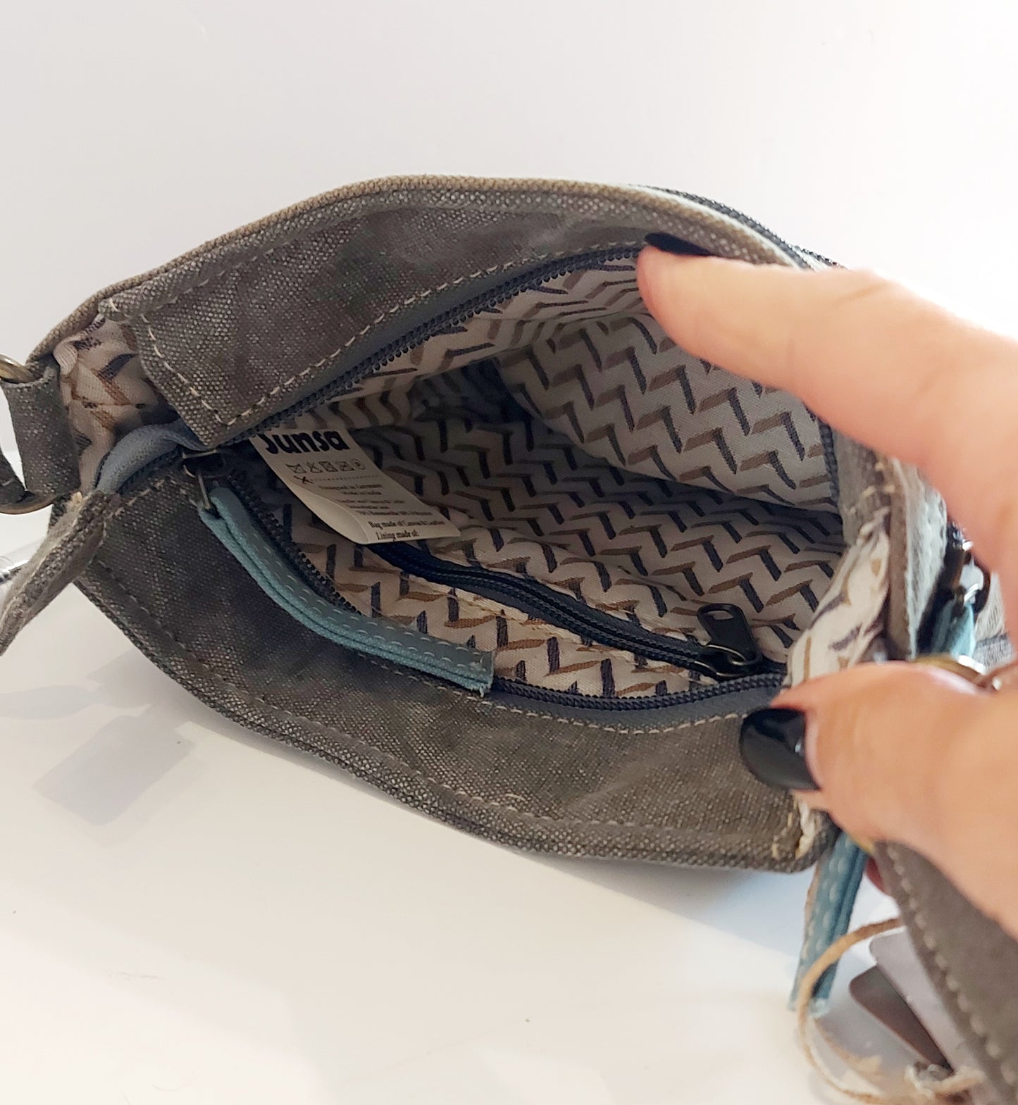 Leather & Canvas Cross-Body/Shoulder Bag - Star
