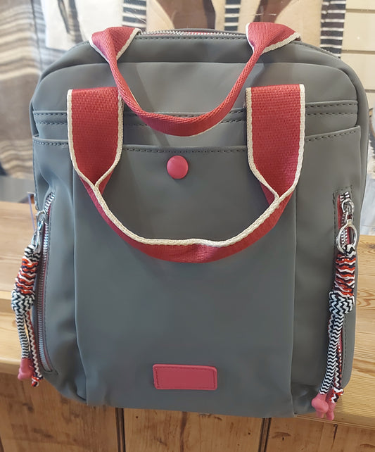 PU Back-Pack - Grey & Pink