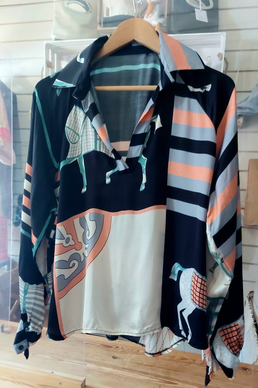 Silk Mix Shirt - Horse Theme