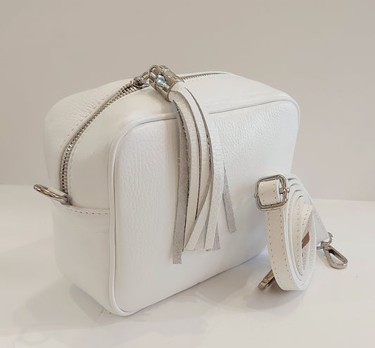 Italian Leather Cross-Body/Shoulder/Camera Bag - White